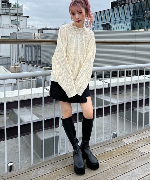 RASVOA（ラスボア）の「【WEB限定】ライン編みデザインニット（ニット/セーター・レディース・ブラック/アイボリー/モカ・FREE）」の14枚目の写真