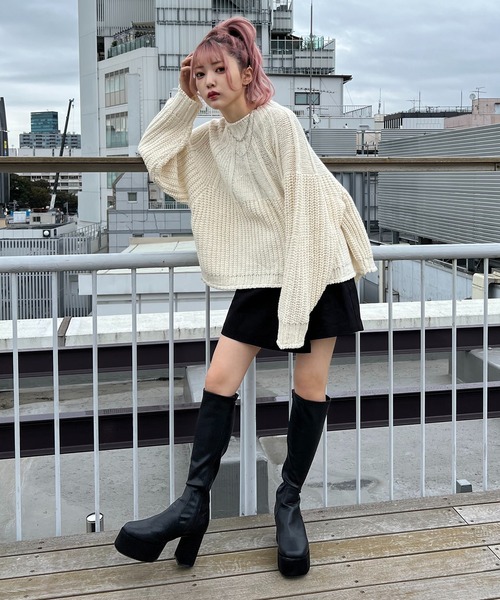 RASVOA（ラスボア）の「【WEB限定】ライン編みデザインニット（ニット/セーター・レディース・ブラック/アイボリー/モカ・FREE）」の15枚目の写真