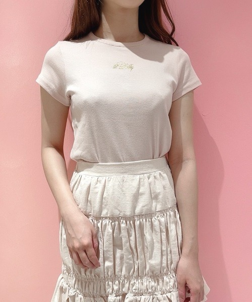 lilLilly（リルリリー）の「メタリックロゴTシャツ（Tシャツ/カットソー・レディース・ホワイト/ブラック/ピンク/ブルー・FREE）」の9枚目の写真