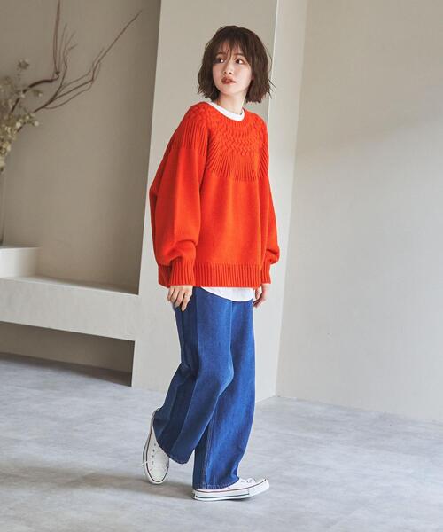 coen（コーエン）の「［洗える］タンショクキュウシンニット#（ニット/セーター・レディース・ライトブルー/ブラック/オレンジ/オフホワイト・MEDIUM/LARGE）」の22枚目の写真