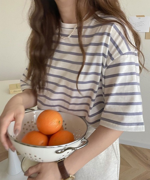 ＡＮＤＪ（アンドジェイ）の「サイドスリットボーダーTシャツ（Tシャツ/カットソー・レディース・ブラック/モカ/ネイビー・M）」の3枚目の写真