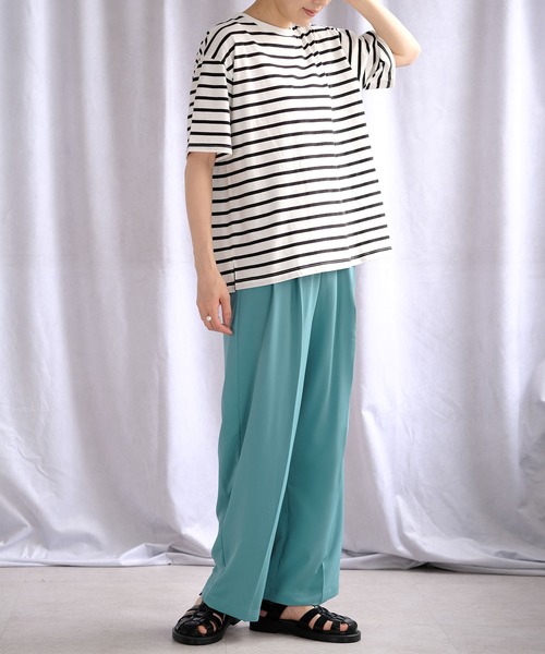 ＡＮＤＪ（アンドジェイ）の「サイドスリットボーダーTシャツ（Tシャツ/カットソー・レディース・ブラック/モカ/ネイビー・M）」の4枚目の写真