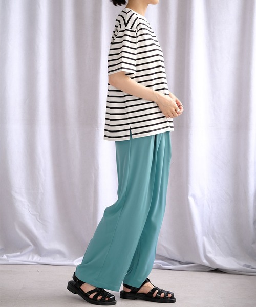 ＡＮＤＪ（アンドジェイ）の「サイドスリットボーダーTシャツ（Tシャツ/カットソー・レディース・ブラック/モカ/ネイビー・M）」の6枚目の写真