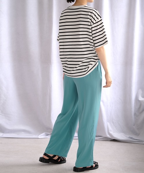 ＡＮＤＪ（アンドジェイ）の「サイドスリットボーダーTシャツ（Tシャツ/カットソー・レディース・ブラック/モカ/ネイビー・M）」の8枚目の写真