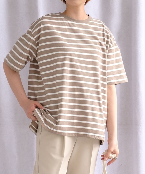 ＡＮＤＪ（アンドジェイ）の「サイドスリットボーダーTシャツ（Tシャツ/カットソー・レディース・ブラック/モカ/ネイビー・M）」の20枚目の写真