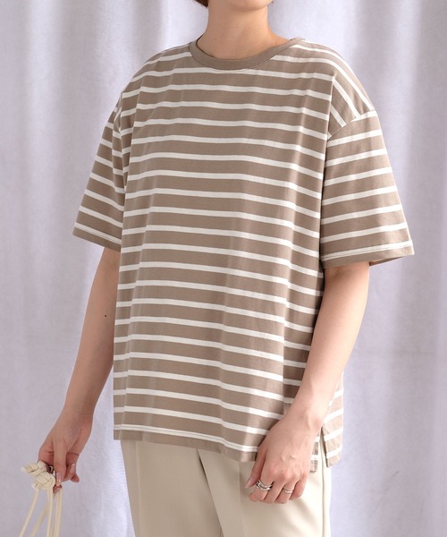 ＡＮＤＪ（アンドジェイ）の「サイドスリットボーダーTシャツ（Tシャツ/カットソー・レディース・ブラック/モカ/ネイビー・M）」の22枚目の写真