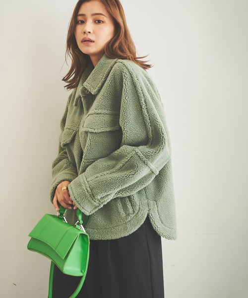 FREE'S MART(フリーズマート)の「【Sシリーズ対応】◆フロントポケットボアジャケット(ブルゾン・レディース・ホワイト/ブラウン/グリーン・SMALL/MEDIUM)」の13枚目の写真