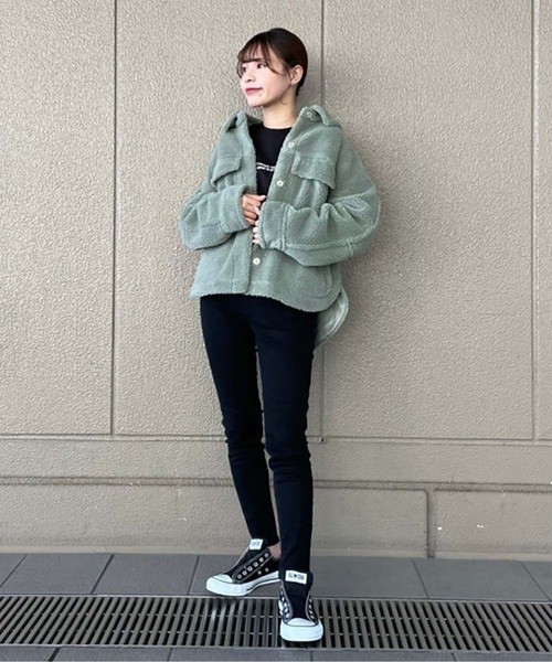 FREE'S MART(フリーズマート)の「【Sシリーズ対応】◆フロントポケットボアジャケット(ブルゾン・レディース・ホワイト/ブラウン/グリーン・SMALL/MEDIUM)」の14枚目の写真