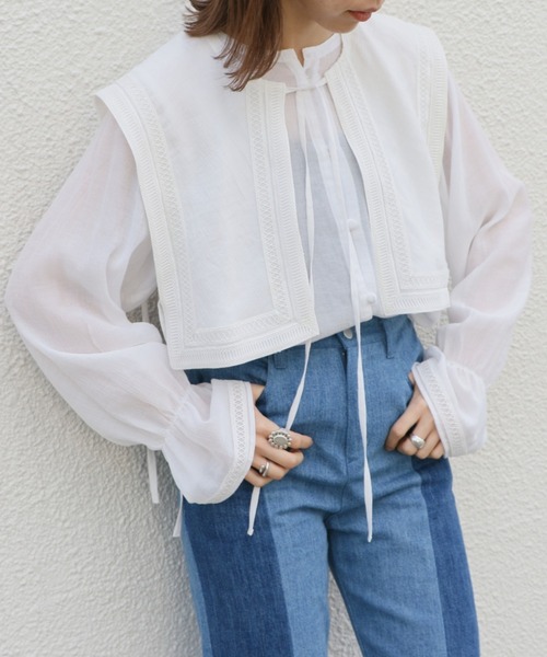 Kastane（カスタネ）の「刺繍フラップ付き３WAYブラウス（シャツ/ブラウス・レディース・ブラック/オフホワイト・FREE）」の12枚目の写真