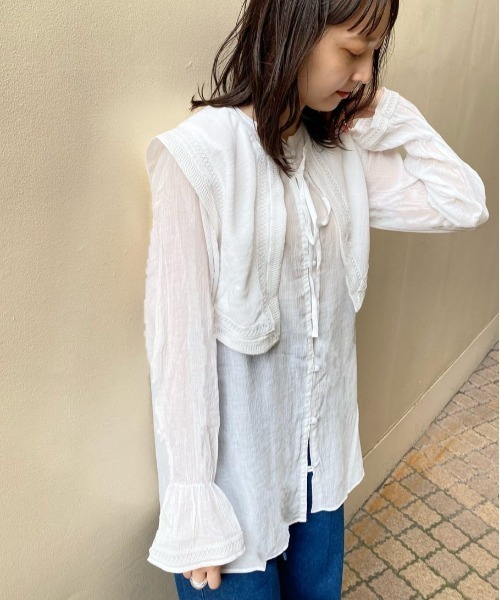 Kastane（カスタネ）の「刺繍フラップ付き３WAYブラウス（シャツ/ブラウス・レディース・ブラック/オフホワイト・FREE）」の15枚目の写真