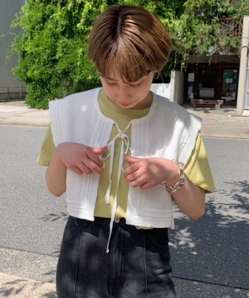 Kastane（カスタネ）の「刺繍フラップ付き３WAYブラウス（シャツ/ブラウス・レディース・ブラック/オフホワイト・FREE）」の5枚目の写真