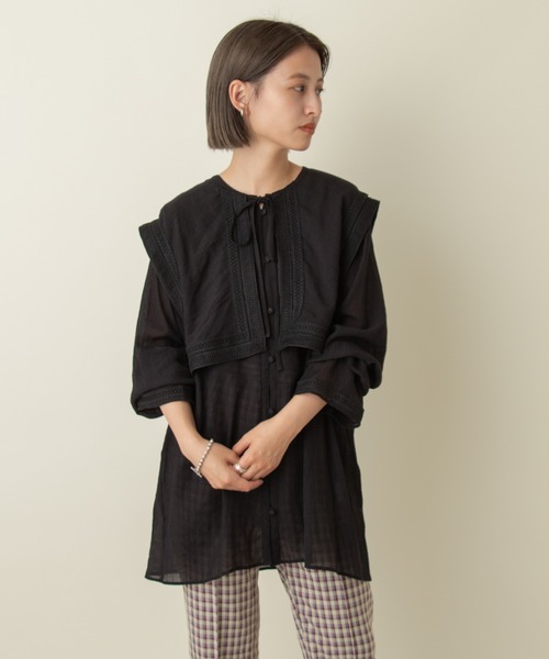 Kastane（カスタネ）の「刺繍フラップ付き３WAYブラウス（シャツ/ブラウス・レディース・ブラック/オフホワイト・FREE）」の22枚目の写真