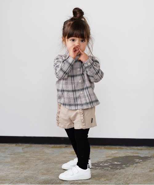 quoti use fith（クゥオティ　ユース　フィス）の「ネルチェック 長袖 シャツ（シャツ/ブラウス・キッズ・ネイビー/アイボリー・80/90/100/110/120/130）」の6枚目の写真