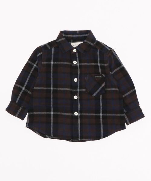 quoti use fith（クゥオティ　ユース　フィス）の「ネルチェック 長袖 シャツ（シャツ/ブラウス・キッズ・ネイビー/アイボリー・80/90/100/110/120/130）」の5枚目の写真