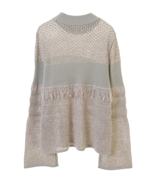 alcali(アルカリ)の「すかし編みフレアースリーブトップス(ニット/セーター・レディース・ブラック/ライトグレー・FREE)」の9枚目の写真