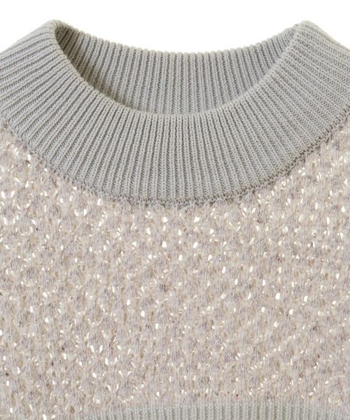 alcali(アルカリ)の「すかし編みフレアースリーブトップス(ニット/セーター・レディース・ブラック/ライトグレー・FREE)」の10枚目の写真