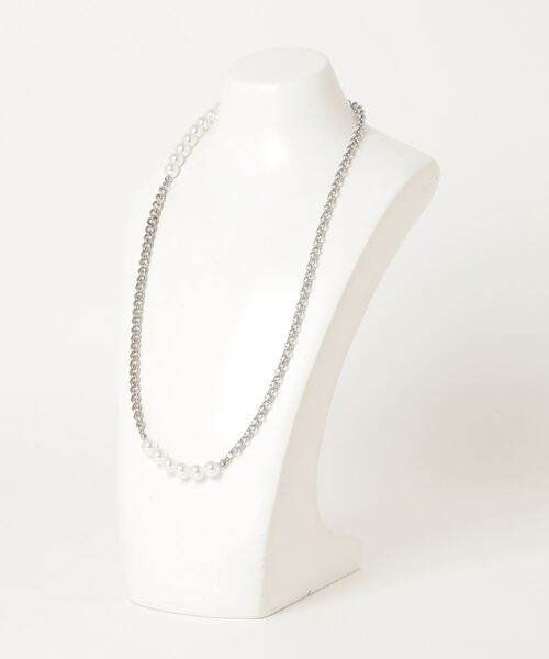 CORPUS TOKYO（コーパス トーキョー）の「チェーン×パールネックレス（ネックレス・メンズ・シルバー・FREE）」の2枚目の写真