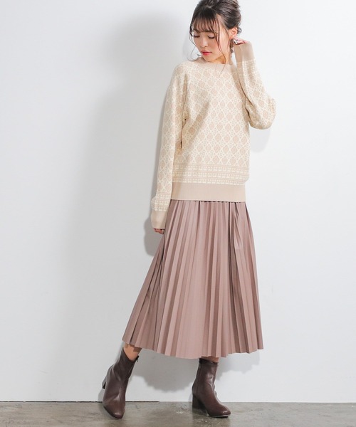 Honeys（ハニーズ）の「花柄ジャカード編ニット（ニット/セーター・レディース・ブルー系その他/ピンク系その他/ベージュ系その他・L/S/M）」の10枚目の写真