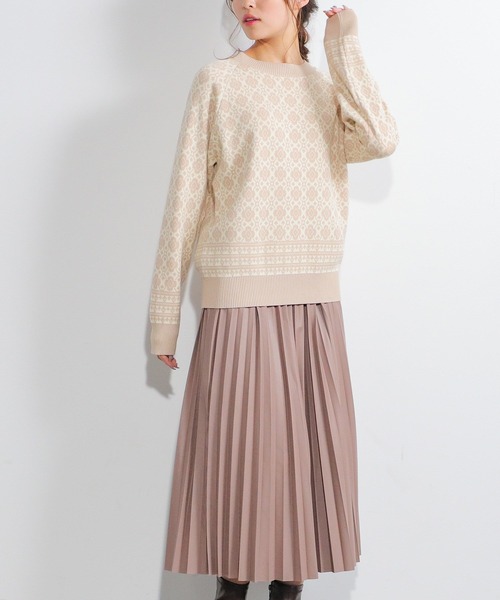 Honeys（ハニーズ）の「花柄ジャカード編ニット（ニット/セーター・レディース・ブルー系その他/ピンク系その他/ベージュ系その他・L/S/M）」の13枚目の写真