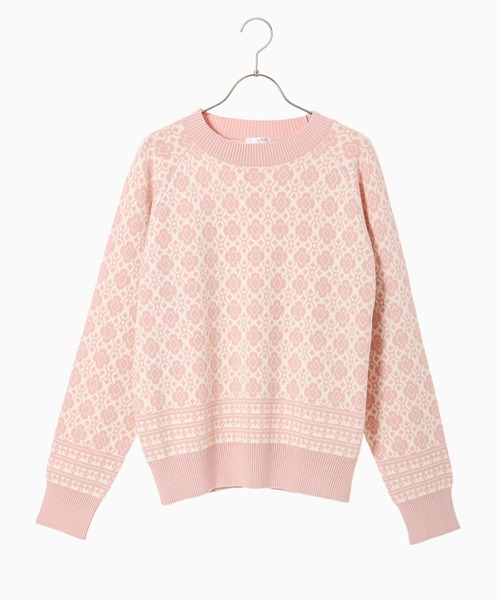 Honeys（ハニーズ）の「花柄ジャカード編ニット（ニット/セーター・レディース・ブルー系その他/ピンク系その他/ベージュ系その他・L/S/M）」の15枚目の写真