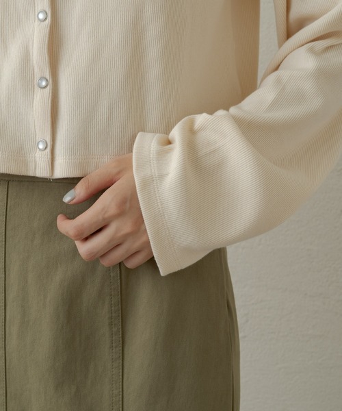 Kastane（カスタネ）の「テレコカットリブチビカーディガン（カーディガン/ボレロ・レディース・スカイブルー/ブラック/ブラウン/アイボリー/グリーン・FREE）」の9枚目の写真