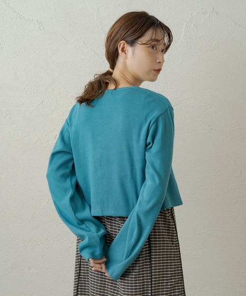 Kastane（カスタネ）の「テレコカットリブチビカーディガン（カーディガン/ボレロ・レディース・スカイブルー/ブラック/ブラウン/アイボリー/グリーン・FREE）」の7枚目の写真