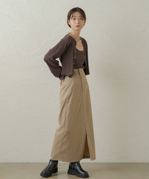 Kastane（カスタネ）の「テレコカットリブチビカーディガン（カーディガン/ボレロ・レディース・スカイブルー/ブラック/ブラウン/アイボリー/グリーン・FREE）」の8枚目の写真