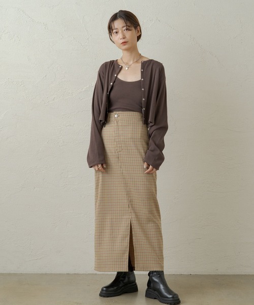 Kastane（カスタネ）の「テレコカットリブチビカーディガン（カーディガン/ボレロ・レディース・スカイブルー/ブラック/ブラウン/アイボリー/グリーン・FREE）」の15枚目の写真