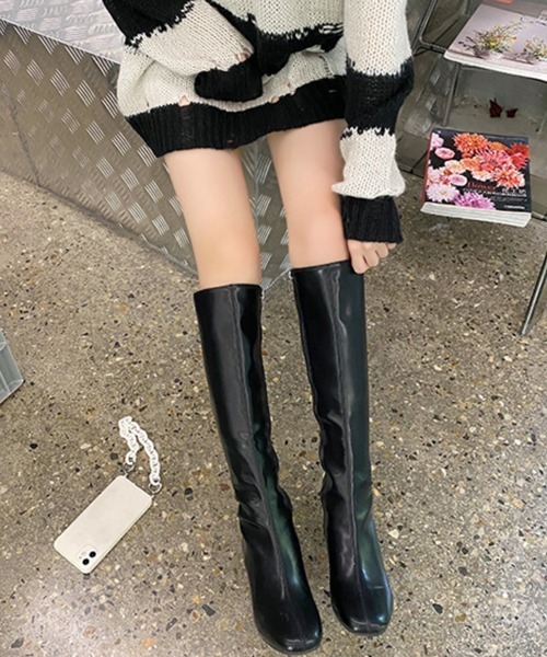 HALEY PESCA（ヘーリーペスカ）の「HALEY PESCA/PUレザー スクエアトゥ ロングブーツ（ブーツ・レディース・ホワイト/ブラック/ブラウン・36/38）」の16枚目の写真