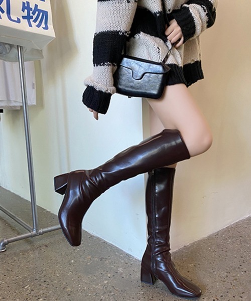 HALEY PESCA（ヘーリーペスカ）の「HALEY PESCA/PUレザー スクエアトゥ ロングブーツ（ブーツ・レディース・ホワイト/ブラック/ブラウン・36/38）」の15枚目の写真