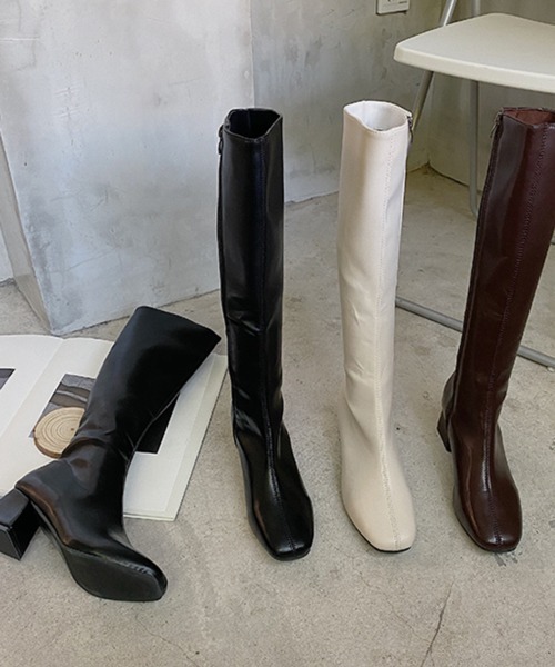 HALEY PESCA（ヘーリーペスカ）の「HALEY PESCA/PUレザー スクエアトゥ ロングブーツ（ブーツ・レディース・ホワイト/ブラック/ブラウン・36/38）」の13枚目の写真