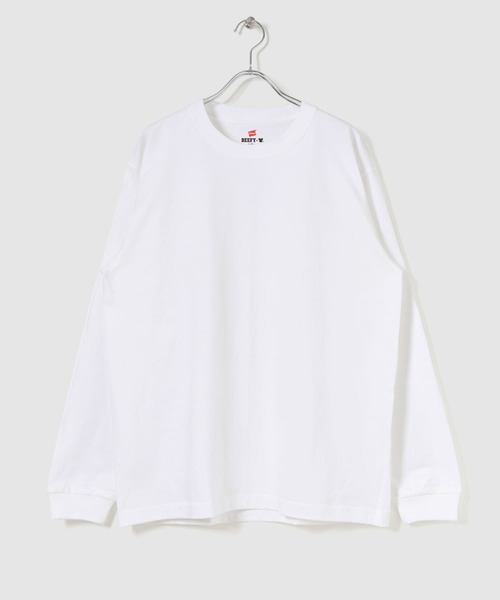 HANES（ヘインズ）の「Hanes　BEEFY LONG SLEEVE T-SHIRT（Tシャツ/カットソー・メンズ・ホワイト・MEDIUM/LARGE/X-LARGE）」の3枚目の写真