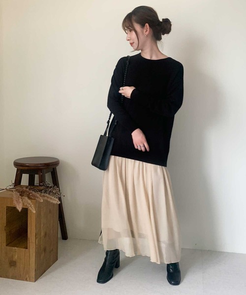 Luxe brille(リュクスブリエ)の「2way V衿裾切替コンビロングカーディガン(カーディガン/ボレロ・レディース・ブラック/チャコール/ベージュ/マスタード・FREE)」の18枚目の写真