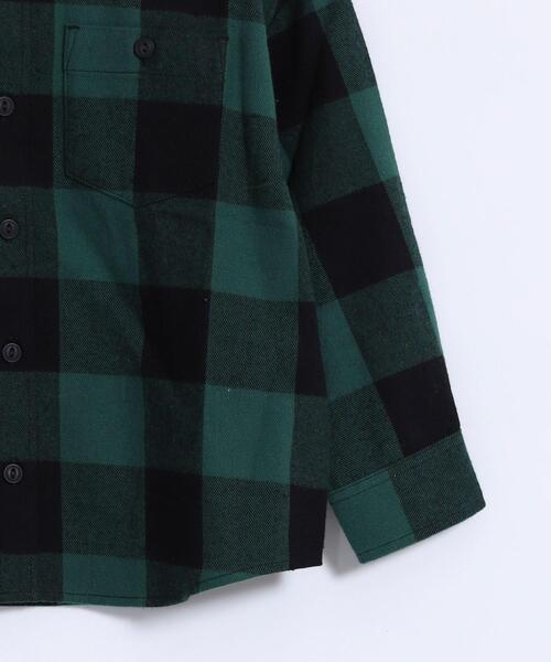 coen（コーエン）の「【coen キッズ】ネルチェックバンドカラーシャツ（シャツ/ブラウス・キッズ・ダークグリーン/レッド・100/110/120/130）」の4枚目の写真