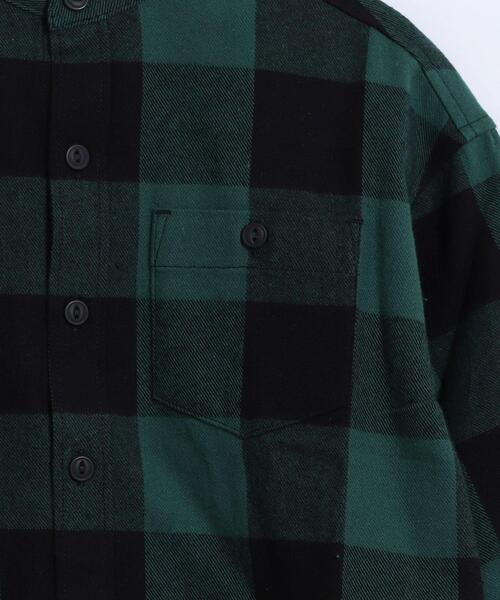 coen（コーエン）の「【coen キッズ】ネルチェックバンドカラーシャツ（シャツ/ブラウス・キッズ・ダークグリーン/レッド・100/110/120/130）」の5枚目の写真