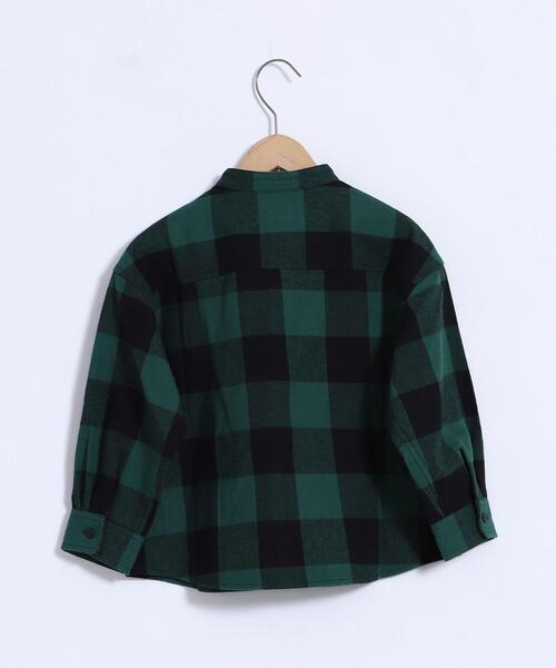 coen（コーエン）の「【coen キッズ】ネルチェックバンドカラーシャツ（シャツ/ブラウス・キッズ・ダークグリーン/レッド・100/110/120/130）」の6枚目の写真