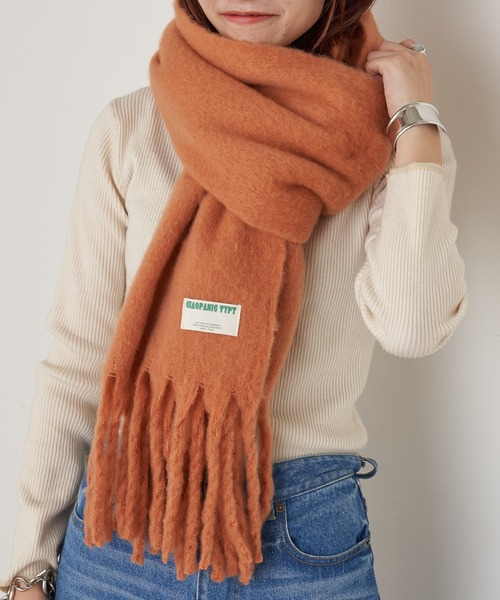 CIAOPANIC TYPY（チャオパニックティピー）の「太フリンジストール（マフラー・レディース・チャコールグレー/ベージュ/ブラウン/オレンジ/アイボリー・ONE SIZE）」の5枚目の写真