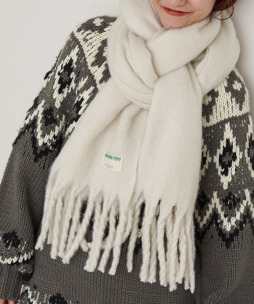 CIAOPANIC TYPY（チャオパニックティピー）の「太フリンジストール（マフラー・レディース・チャコールグレー/ベージュ/ブラウン/オレンジ/アイボリー・ONE SIZE）」の2枚目の写真
