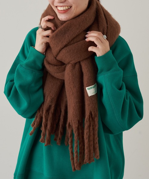 CIAOPANIC TYPY（チャオパニックティピー）の「太フリンジストール（マフラー・レディース・チャコールグレー/ベージュ/ブラウン/オレンジ/アイボリー・ONE SIZE）」の8枚目の写真