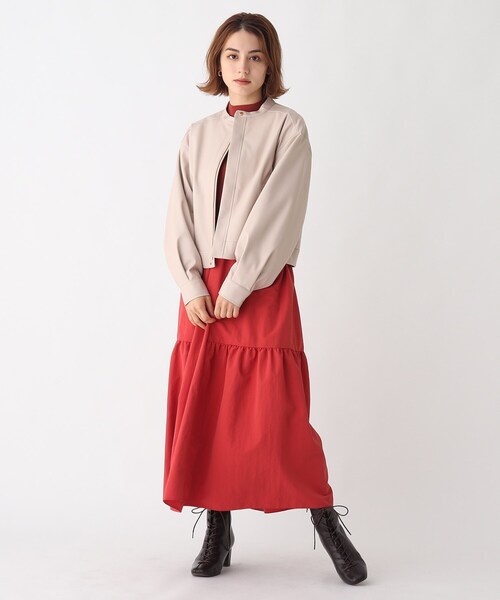 AG by aquagirl（エージーバイアクアガール）の「◆シンセティックレザーボリュームスリーブジャケット【WEB限定サイズ】（ライダースジャケット・レディース・ブラック/ナチュラル・40/38/36）」の4枚目の写真