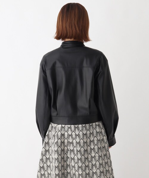 AG by aquagirl（エージーバイアクアガール）の「◆シンセティックレザーボリュームスリーブジャケット【WEB限定サイズ】（ライダースジャケット・レディース・ブラック/ナチュラル・40/38/36）」の8枚目の写真