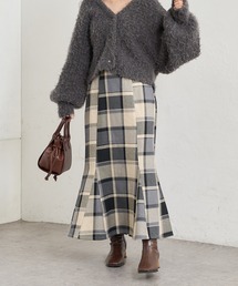 natural couture | 【WEB限定カラー有り】合皮&ビッグチェックハイウエストマーメイドスカートSサイズ(スカート)