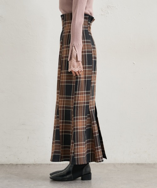 natural couture（ナチュラルクチュール）の「【WEB限定カラー有り】合皮&ビッグチェックハイウエストマーメイドスカートSサイズ（スカート・レディース・ベージュ系/パープル/モカ/ブラウン系・SMALL）」の18枚目の写真