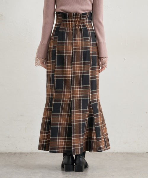 natural couture（ナチュラルクチュール）の「【WEB限定カラー有り】合皮&ビッグチェックハイウエストマーメイドスカートSサイズ（スカート・レディース・ベージュ系/パープル/モカ/ブラウン系・SMALL）」の19枚目の写真