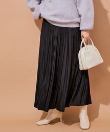 【アウトレット店舗・WEB限定】サテンプリーツロングスカート