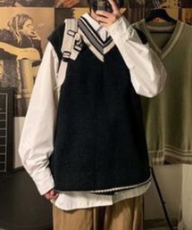 Mimma/Mimaa | 【Mimma/Mimaa】ラインVニットベスト(ベスト)