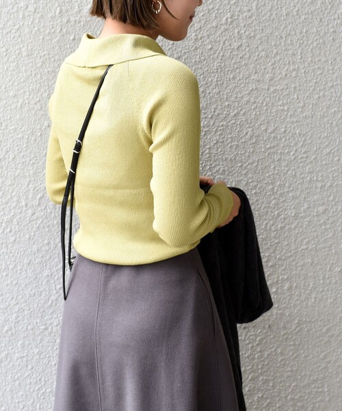 SHIPS(シップス)の「*〈手洗い可能/UVカット〉襟付きリブニット ボーダー/ソリッド◇(ニット/セーター・レディース・ベージュ/ネイビー/オフホワイト/ライトグリーン・ONE SIZE)」の7枚目の写真