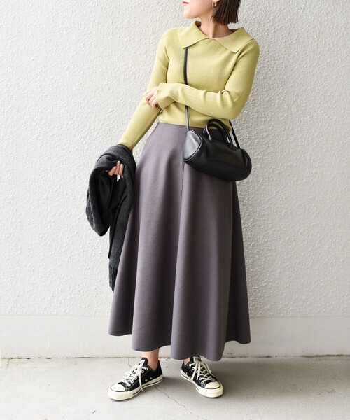 SHIPS(シップス)の「*〈手洗い可能/UVカット〉襟付きリブニット ボーダー/ソリッド◇(ニット/セーター・レディース・ベージュ/ネイビー/オフホワイト/ライトグリーン・ONE SIZE)」の12枚目の写真