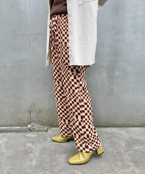 CIAOPANIC（チャオパニック）の「総柄ワイドイージーパンツ（その他パンツ・レディース・ブラック/ベージュ/ブラウン/チェック・FREE）」の19枚目の写真
