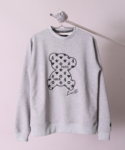LUXE/R(ラグジュ)の「【ユニセックス】【LUXE/R】モノグラム & くまさん 刺繍 スウェット プルオーバー(RMS)(スウェット・メンズ・ホワイト×ブラック/ブラック×ホワイト/杢グレー・MEDIUM/LARGE)」の7枚目の写真